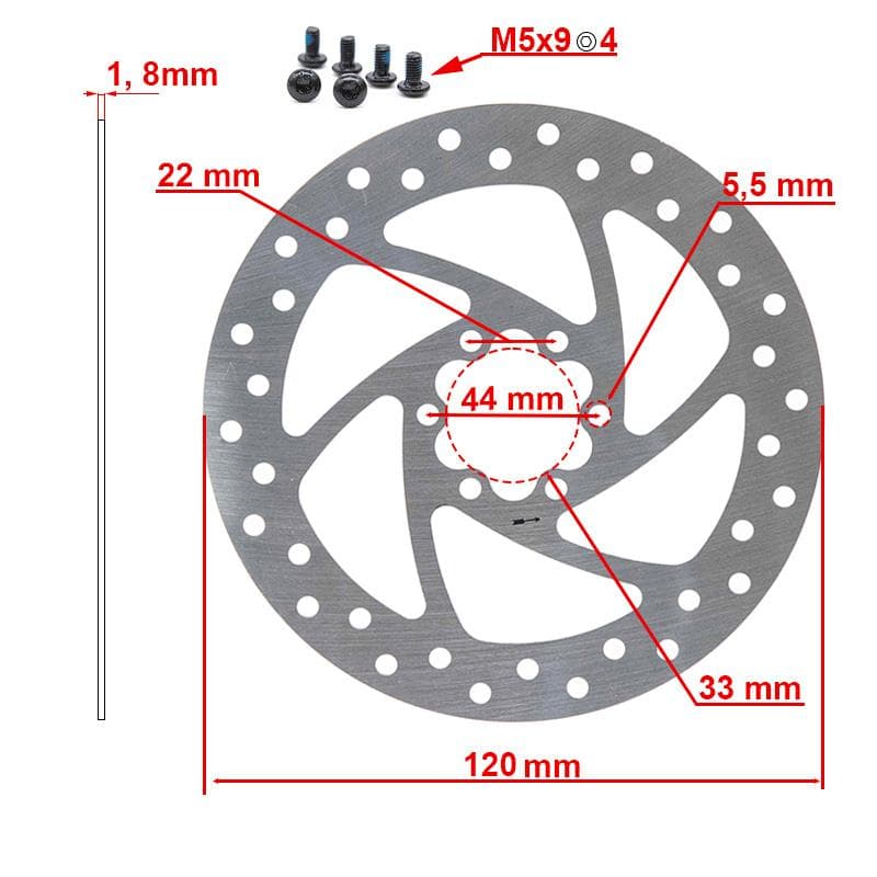 Tarcza hamulcowa 120mm 6H srebrna do Cecotec Outsider/Bongo serie A — zdjęcie 2