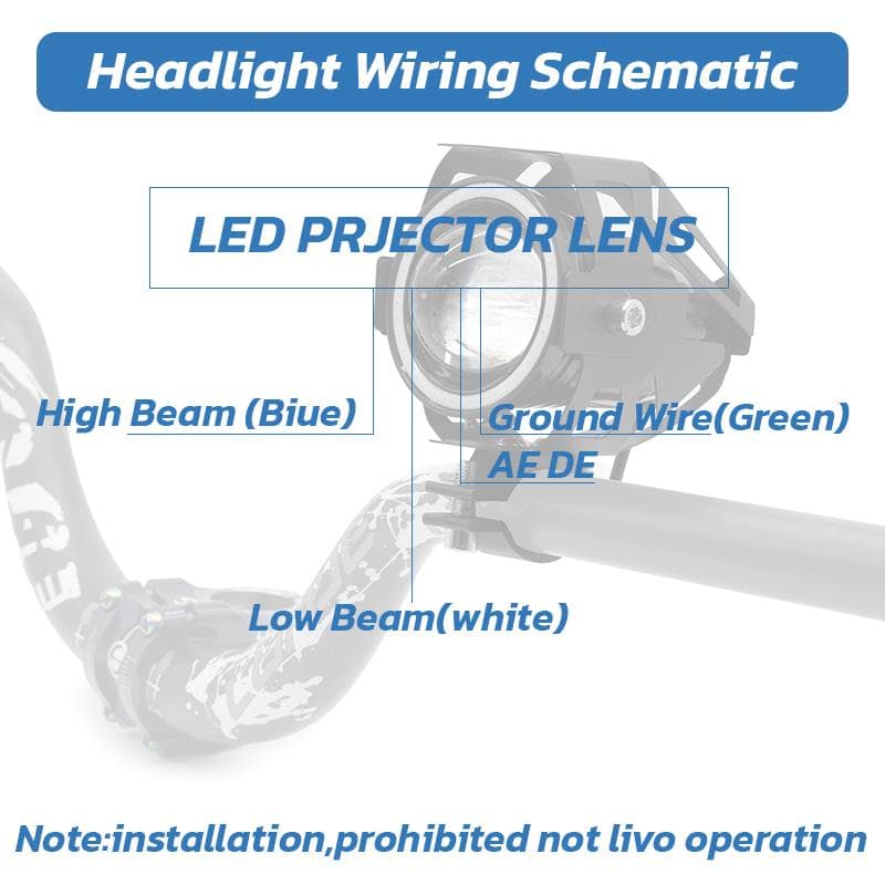 Lampa przednia LED U7 12-80V niebieska — zdjęcie 3