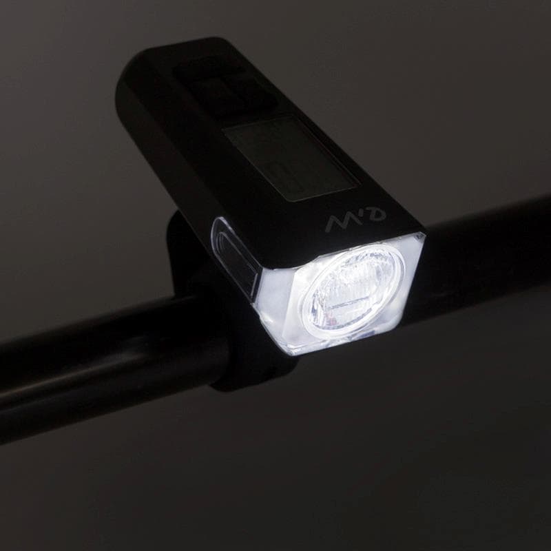 Lampa przednia LED akumulatorowa EWL011 z wyświetlaczem prędkości, temperatury, godziny i km — zdjęcie 2