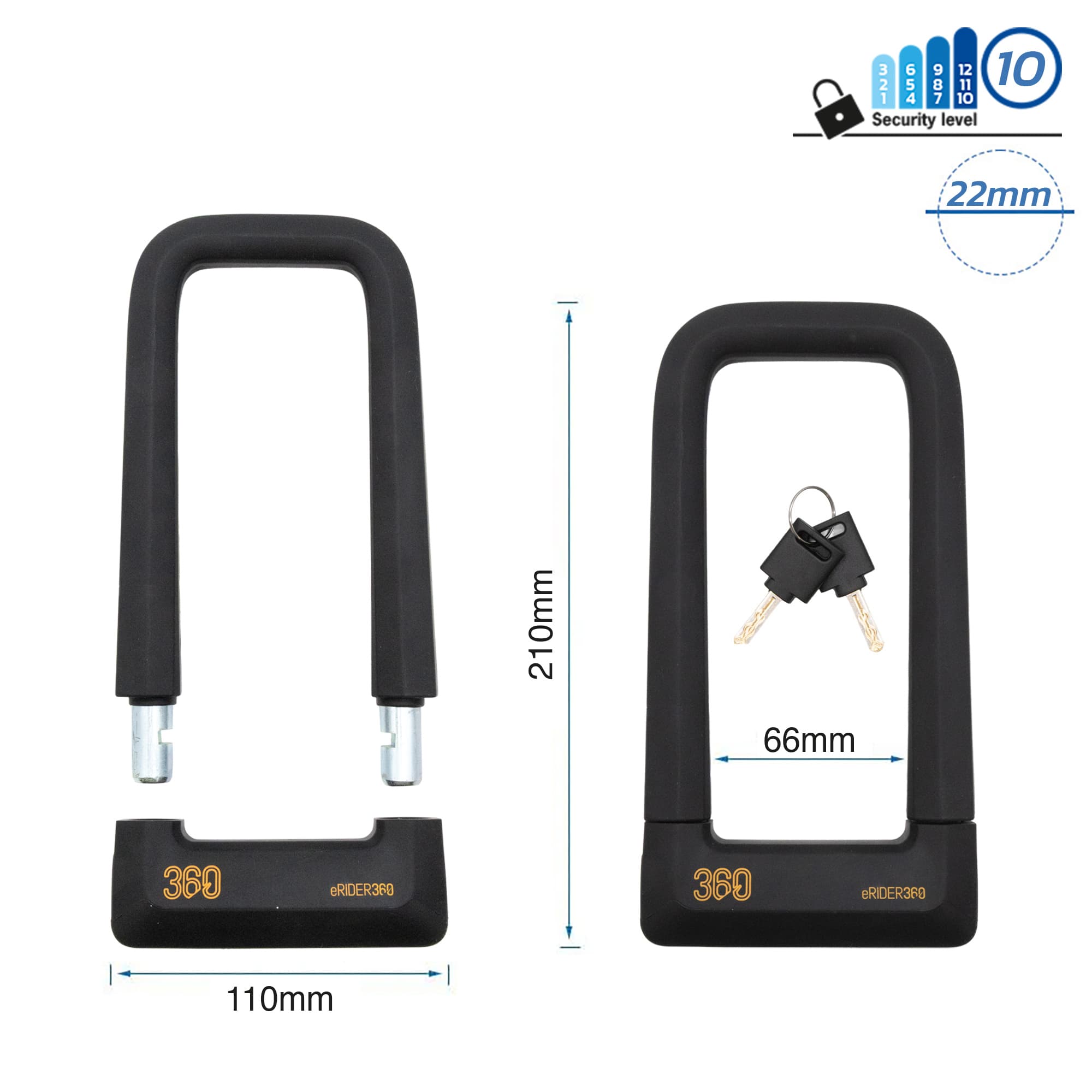 Zapięcie U-lock na klucz EWLK023 czarne