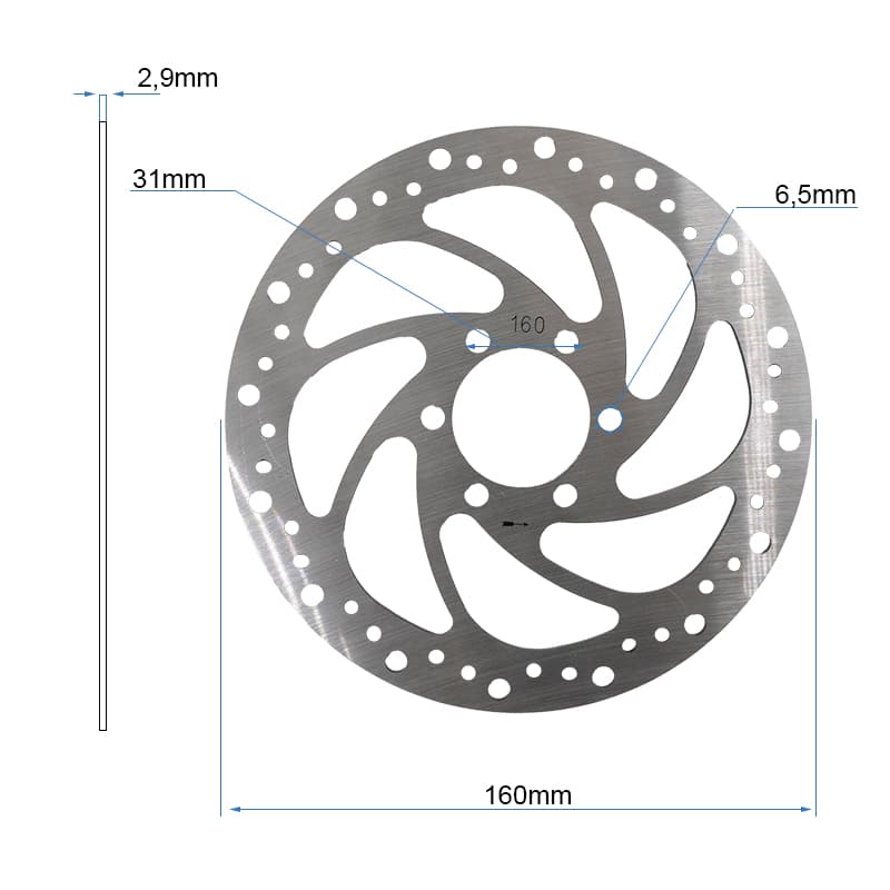 Tarcza hamulcowa R6 160mm 6H – 48mm, grubość 2,9mm – srebrna — zdjęcie 2