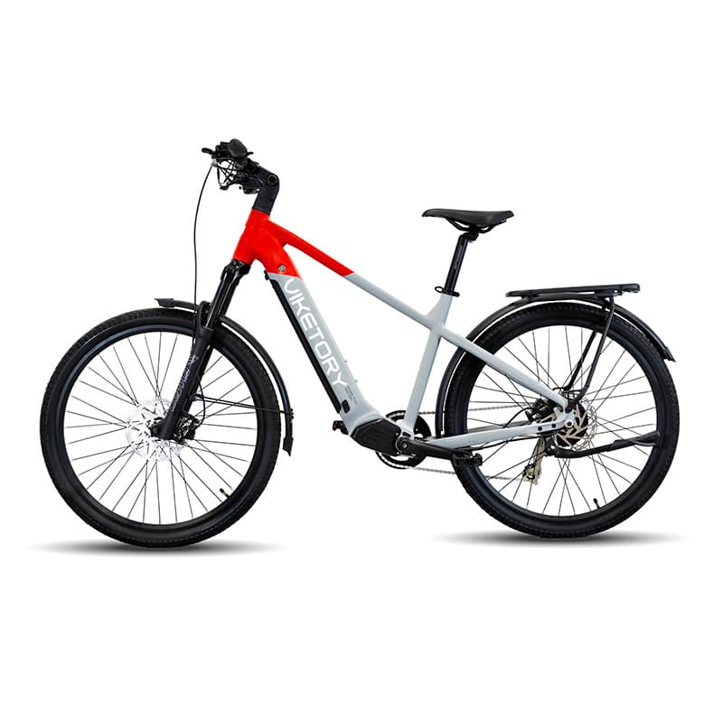 Rower elektryczny miejski Ventix - Urban - szary/czerwony — zdjęcie 2