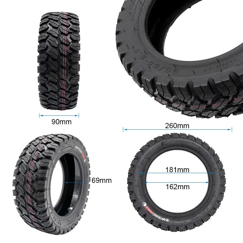 Opona bezdętkowa offroad 90/65-6,5 eWheel Rhinotrack z żelem — zdjęcie 2