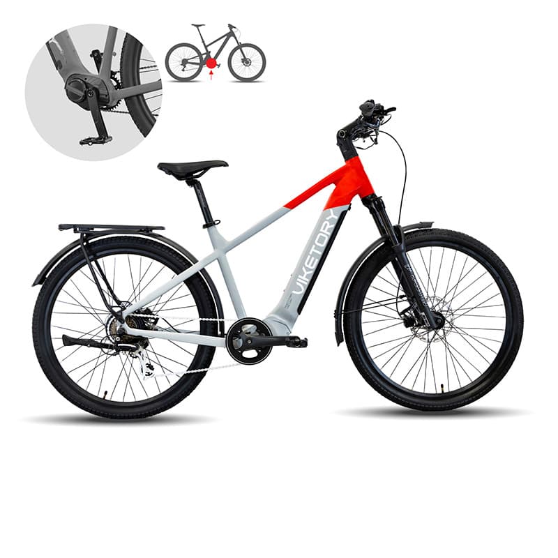 Rower miejski Ventix +Plus – Urban – szary/czerwony — zdjęcie 8