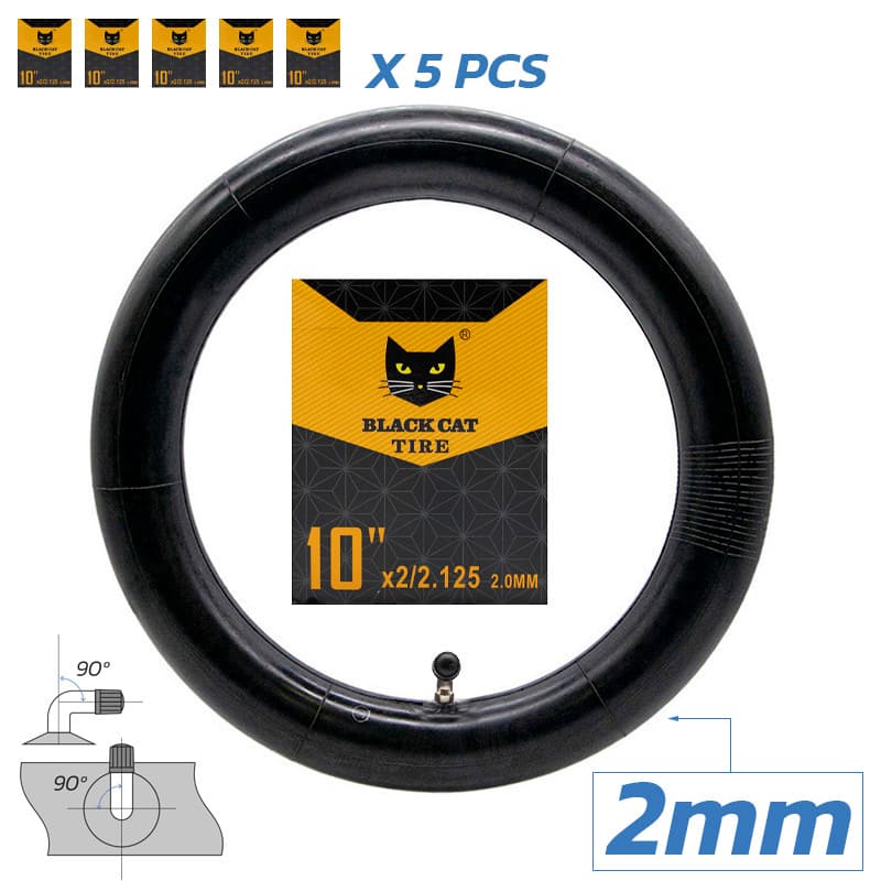 Dętka premium grubość 2,0 mm 10x2/2,125 VC 90x90º – 5 sztuk [Black cat]