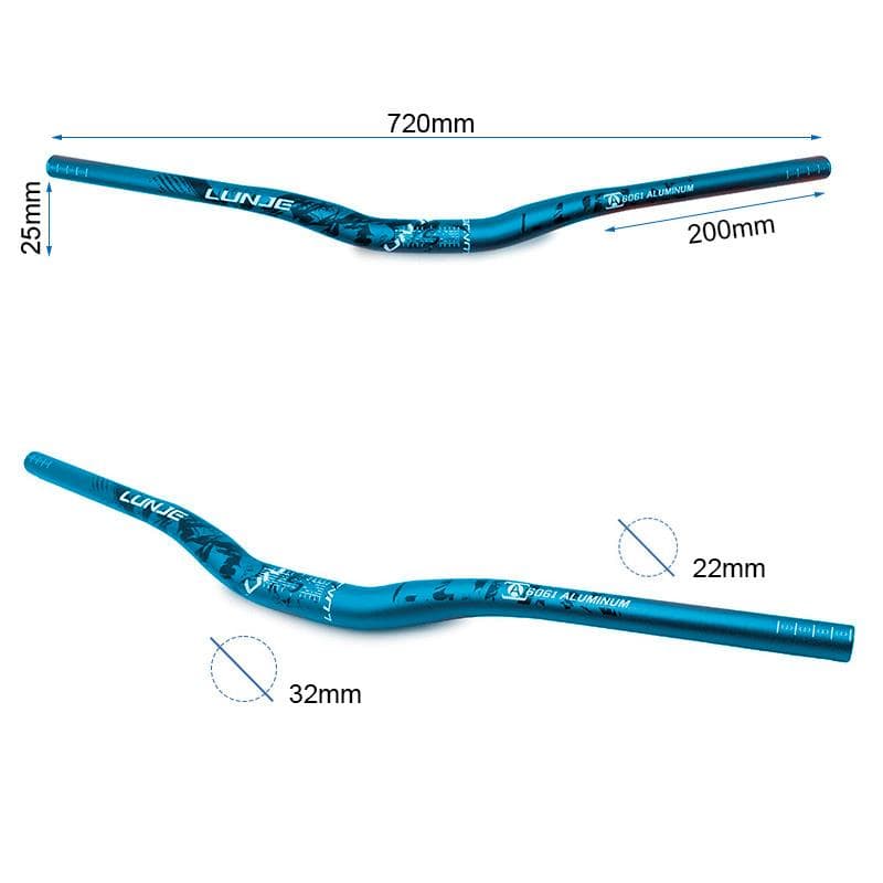 Kierownica 720mm z podniesieniem 25mm – niebiesko-czarna — zdjęcie 2