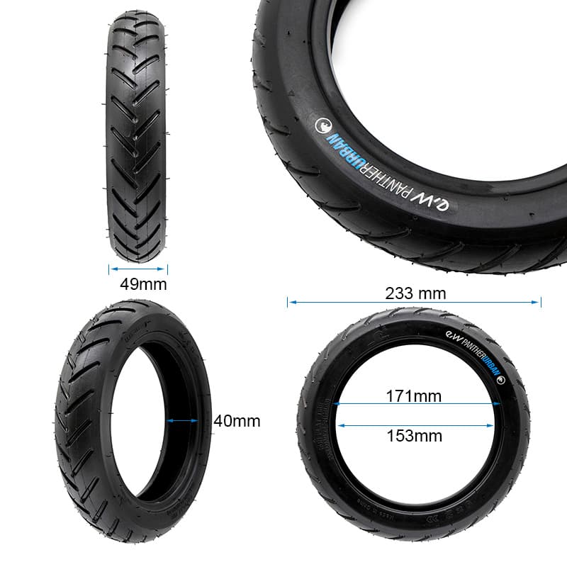 Opona bezdętkowa 9x2 [eWheel Pantherurban runflat] – czarna — zdjęcie 2