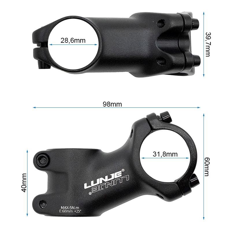 Mostek do kierownicy 31,8 mm EWPM-004 z uniesieniem 25º — zdjęcie 3