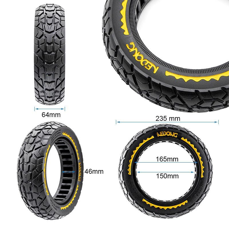 Koło pełne ultralekkie offroad 10x2,5/B44 - żółte [Nedong] — zdjęcie 2