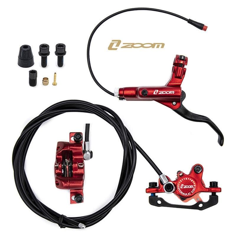Zestaw hamulca hydraulicznego czerwony CR-3 przedni R tylny L [Zoom] — zdjęcie 4