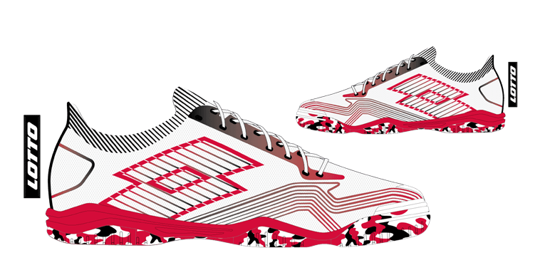 Lotto TACTO 250 TF All White/Flame Red/All Black