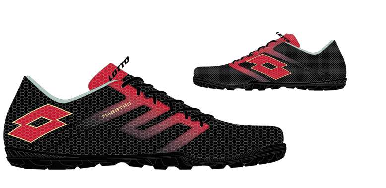 Lotto MAESTRO 700 V TF All Black/Flame Red/Surf Spray Grn