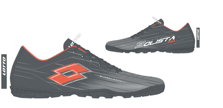 Lotto SOLISTA 700 IX TF JR Asphalt/Nasturtium Orng/Cool Gray 10u