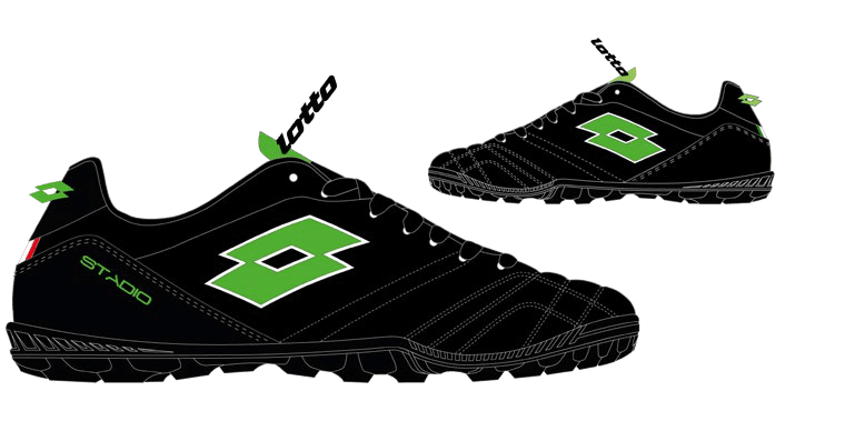 Lotto STADIO 705 II ID All Black/Spring Green
