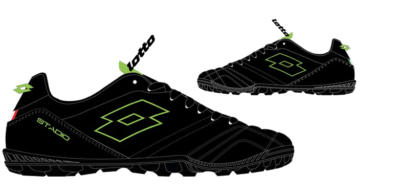 Lotto STADIO 705 II ID All Black/All Black/Spring Green