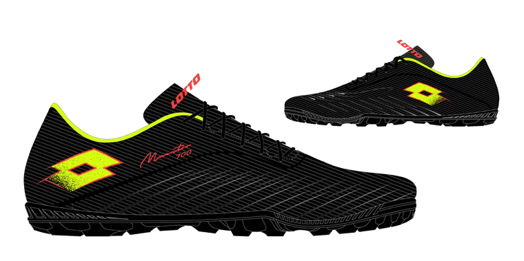 Lotto MAESTRO 700 VII TF All Black/Acacia Green/Red Fluo