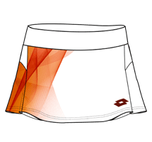 Lotto TECH W VII - D3 SKIRT Bright White/Tangerine Red