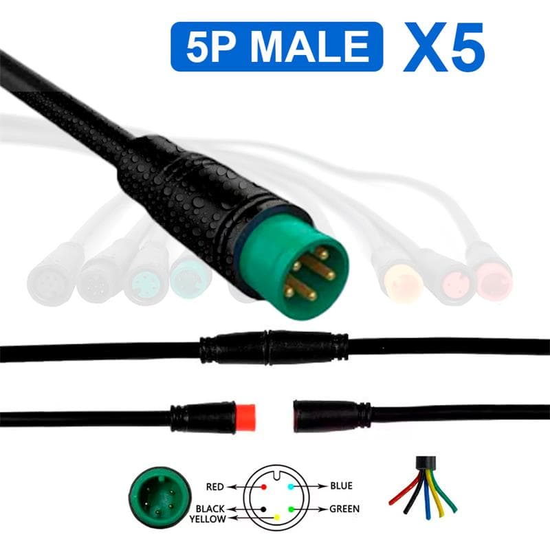 Zestaw 5 złączy wodoodpornych 8mm 5 pin