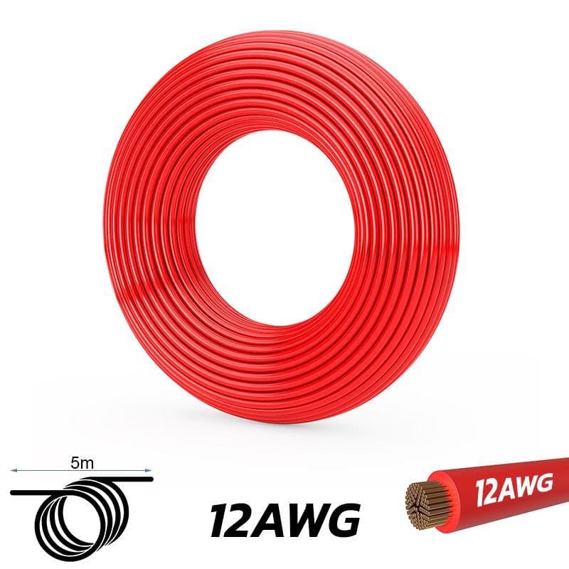 Kabel czerwony 12 AWG - 5M